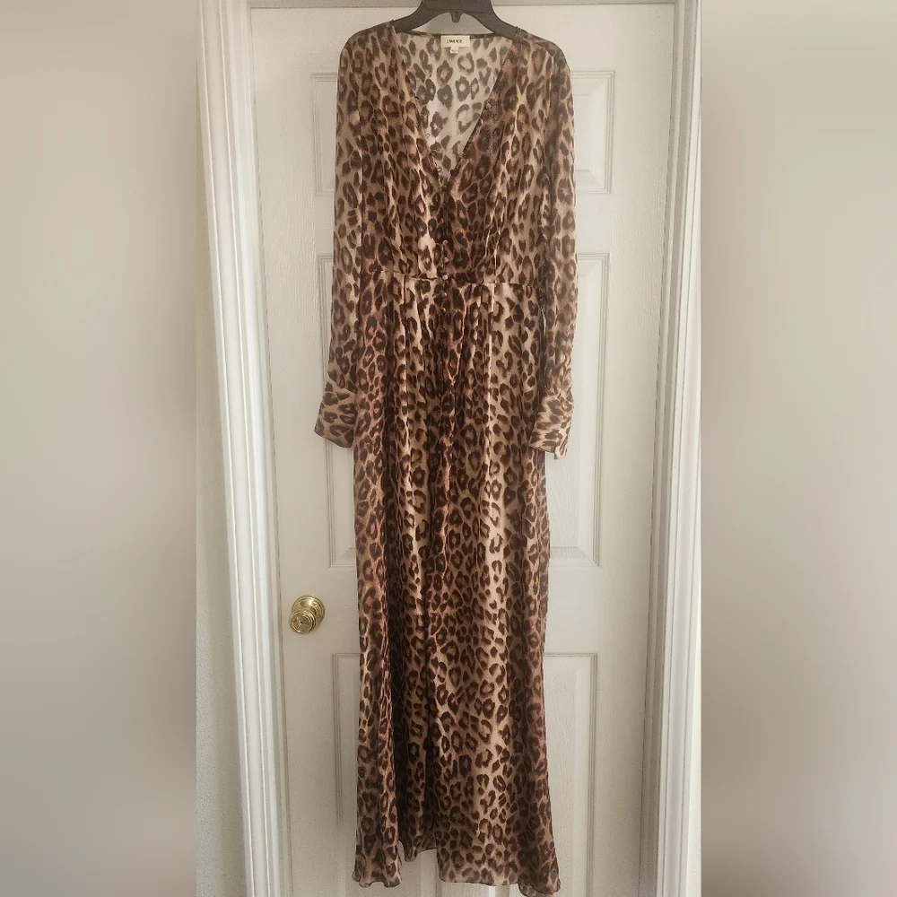 L'AGENCE Callum Leopard Print Sheer Silk Maxi Dress NWOT - Picture 6 of 11